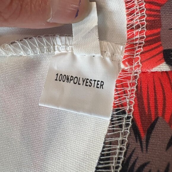 Floral Print Womens Blazer Open Front Jacket Small Lightweight Red Cream & Black - Picture 6 of 13